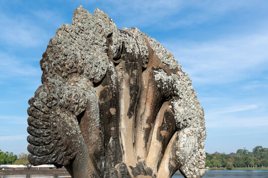 A seven-headed serpent at Angkor Wat. Siem Reap