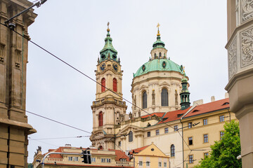 Fototapeta premium Old classical church. Background with selective focus
