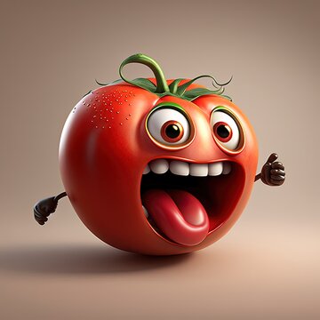 Silly red tomato cartoon character