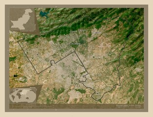 Islamabad Capital Territory, Pakistan. High-res satellite. Labelled points of cities