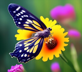 Butterfly on a Flower, Generative AI Illustration