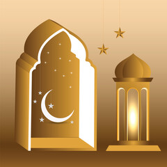 Ramadan Occasion 3d Greetings  Wishes Theme. Ramadan Cannon, Ramadan Mubarak, Happy Ramadan,
Half Moon, Star, 3d Plate, Gradient Color, 
Ramadan Lantern, Islamic Window, Mosque Abu Dhabi,