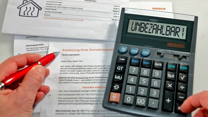 Taschenrechner Heizkosten unbezahlbar 