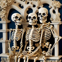 Skeleton Newlyweds, Generative AI Illustration