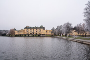 Stockholm, Sweden - January 22, 2023: Drottningholm Castle at winter time