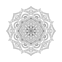 Mandala isolated on white background. Vintage decorative elements. Islam, Arabic, Indian, moroccan, ottoman motifs. Outline hand drawn. Illustration on transparent background