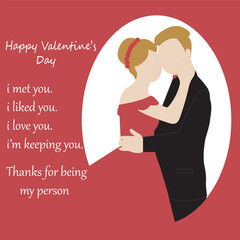 Valentine's day, February 14. Vector illustrations of love couple with greeting and Wishes.