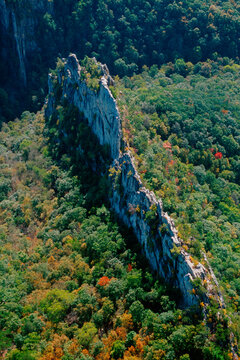 Aerial view of Seneca Rocks, WV