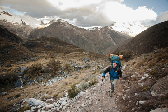 A man during a trek to Pisco base camp, Cordillera Blanca, Peru