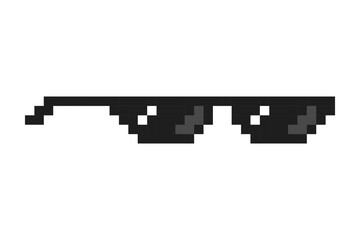 Pixelated boss glasses, bandit pixel glasses, gangster pixelated sunglasses. Vector illustration. - obrazy, fototapety, plakaty