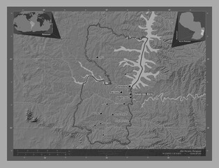 Alto Parana, Paraguay. Bilevel. Labelled points of cities