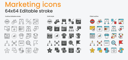 Fototapeta na wymiar set of marketing icons. vector illustration