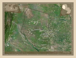 Boqueron, Paraguay. High-res satellite. Labelled points of cities