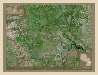 Caaguazu, Paraguay. High-res satellite. Labelled points of cities