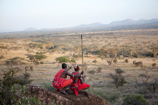Maasai warriors in the Laikipia Plateau, Kenya.
