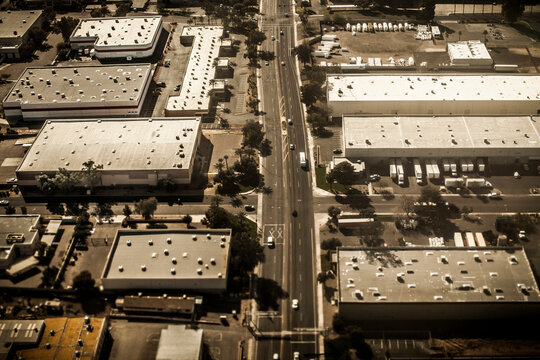 Warehouses in a city suburb