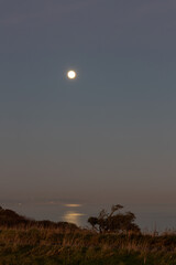 Full Moon Over Sea Near Eastbourne
