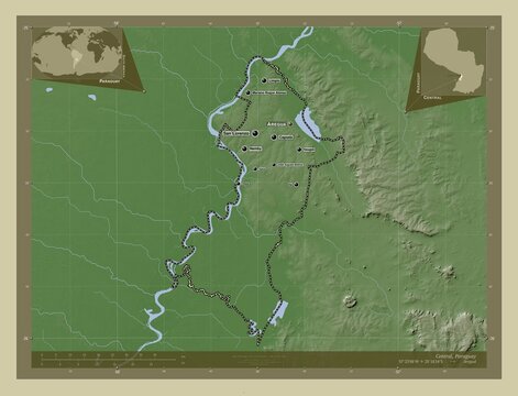 Central, Paraguay. Labelled points of cities
