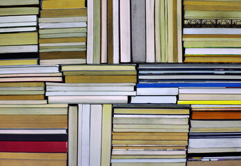 tightly stacked stack of books ...