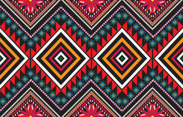 Gypsy pattern tribal ethnic motifs geometric vector background. Doodle gypsy geometric shapes sprites tribal motifs clothing fabric textile print traditional design with triangles