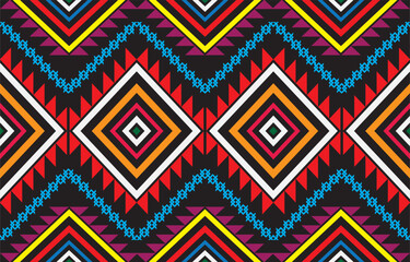 Geometric ethnic oriental seamless pattern traditional Design for background,carpet,wallpaper,clothing,wrapping,Batik,fabric,Vector,illustration,embroidery style.