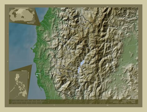 Benguet, Philippines. Labelled points of cities