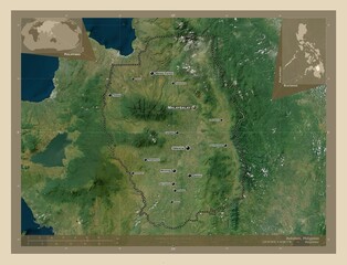 Bukidnon, Philippines. High-res satellite. Labelled points of cities