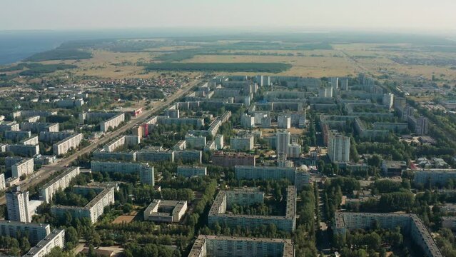 Ulyanovsk, Zavolzhsky district, residential development. Aerial view.