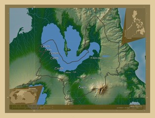 Laguna, Philippines. Physical. Labelled points of cities