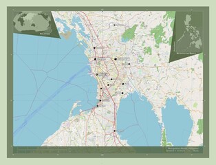 Metropolitan Manila, Philippines. OSM. Labelled points of cities