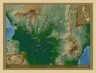 North Cotabato, Philippines. Physical. Labelled points of cities