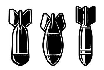 Nuclear missile or atomic bomb, rocket in cartoon style, bombshell, vector