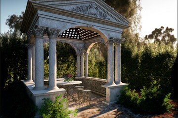 庭園 花 植物 装飾 遺跡 地中海 青空 宮殿, generative ai