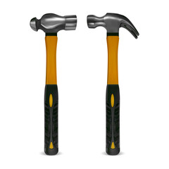 Realistic Detailed 3d Hammer Set Tool for Home Repair Concept. Vector illustration of Carpenter Instrument Hammers