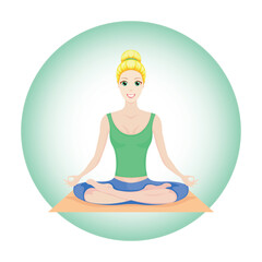 Yoga practice strengthens health and disciplines the body, good mood, girl, lady, smile, plasticity, flexibleness, health, immunity, beauty, vector, illustration