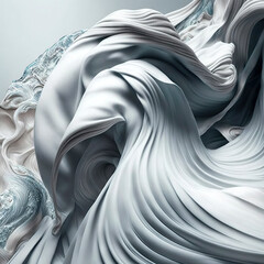 Silver White water abstract flowing paint as artistic wallpaper for design, elegant and slime blob color, created with Generative AI technology