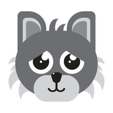 face sad wolf cartoon illustration 