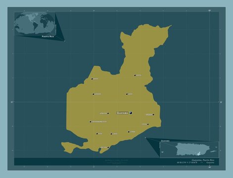Guayama, Puerto Rico. Solid. Labelled points of cities