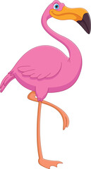 cartoon cute flamingo on white background