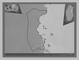 Al Daayen, Qatar. Grayscale. Labelled points of cities