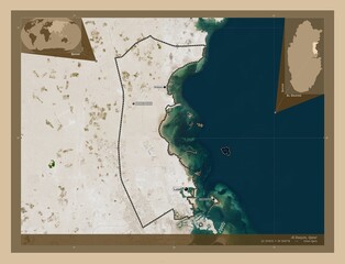 Al Daayen, Qatar. Low-res satellite. Labelled points of cities