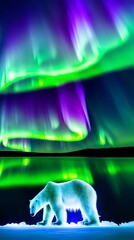 the polar bear in the north stars, generated by generative ai