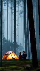 the loves of a camping couple, generated by generative ai
