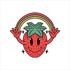 happy strawberry cartoon vector design