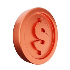 3d coin dollar bronze icon illustration render