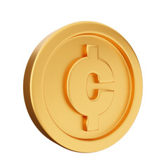 3d coin cent gold icon illustration render