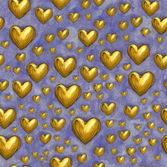 Hand drawn hearts Valentine seamless background