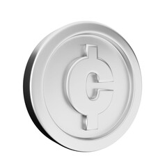 3d coin cent silver icon illustration render