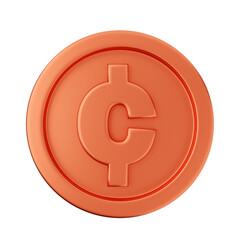 3d coin cent bronze icon illustration render