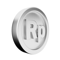 3d coin rupiah silver icon illustration render
